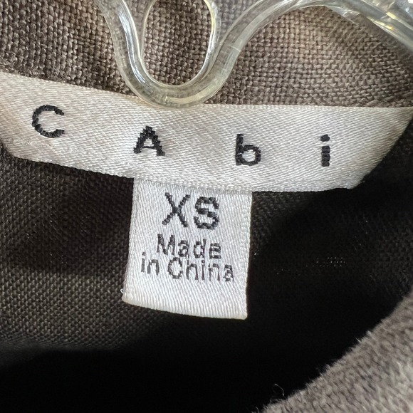 CAbi Womens Linen Utility Jacket XS Brown Button Front Military Fitted Cargo - Picture 5 of 10